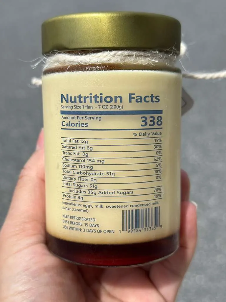 Nutrition facts label
